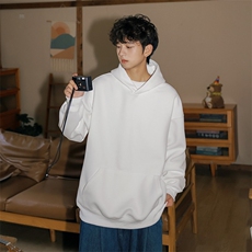 抖音得物高品质二开26春装美式高街无帽绳光板纯色连帽卫衣XS056，男装卫衣，电商A486