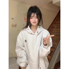美式刺绣连帽卫衣男秋季潮牌慵懒外套AW07-P47，女装短外套，星座208-5