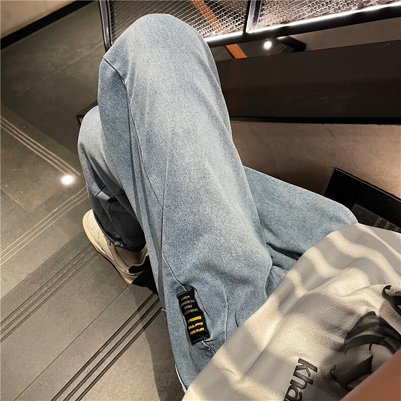 直播夏季新款牛仔裤男微跨弹力复古薄款休闲长裤,男装牛仔裤,电商A409-1
