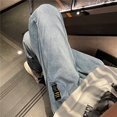 直播夏季新款牛仔裤男微跨弹力复古薄款休闲长裤，男装牛仔裤，电商A409-1