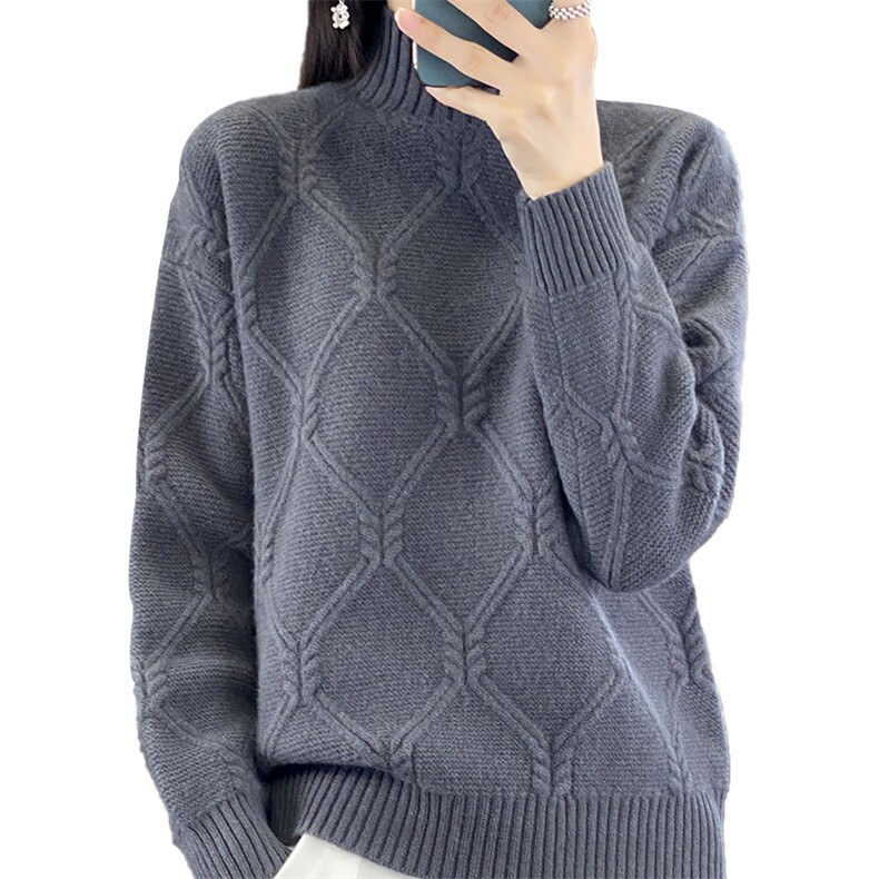 2023秋冬新款加厚100%纯山羊绒衫女宽松时尚毛衣大码羊毛打底衫女,女装羊毛衫,德晨羊绒