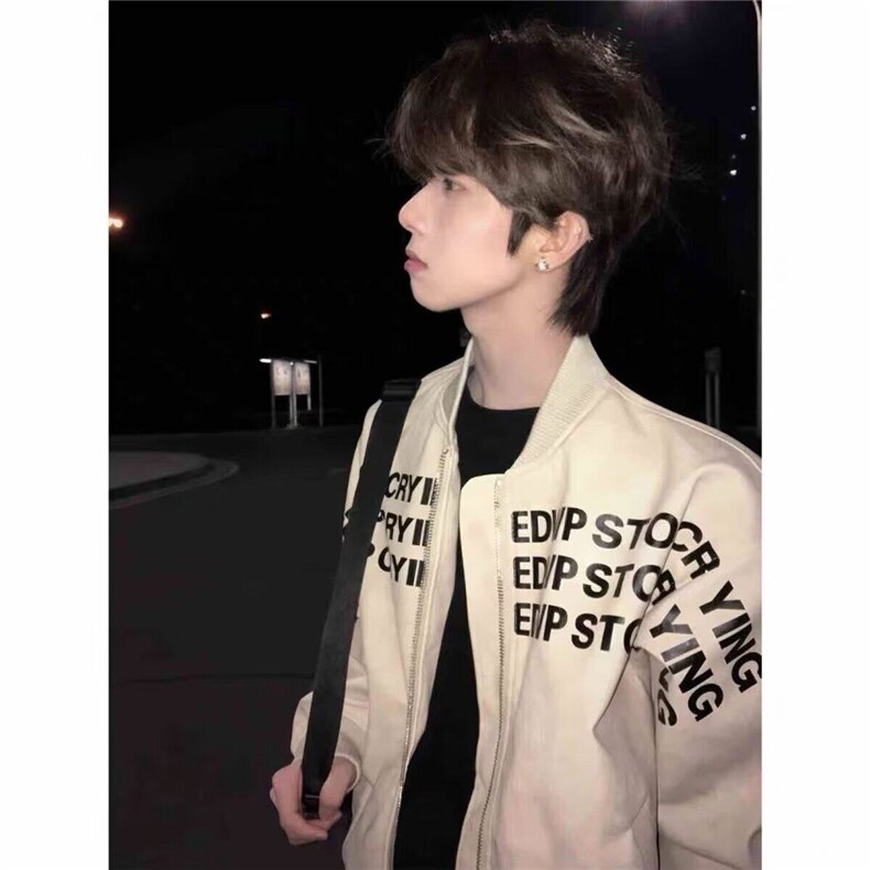 欧美街头满印外套男生春季痞帅高级感嘻哈棒球服潮牌潮流廓形夹克,男装夹克,星座506A