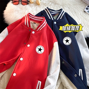 4冬季新款加绒加厚棒球服大码宽松羊羔绒卫衣XZ102A-4-331-P65图片