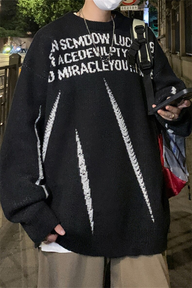 M9105/P65秋冬新款圆领毛衣男百搭宽松设计感潮打底针织衫外套,男装T恤,电商A141