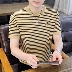7939-P55夏季休闲时尚短袖毛衣男打底衫欧货潮牌针织衫，男装T恤，电商D310B-1