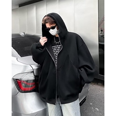 灰色重磅解构连帽卫衣开衫秋季新款拼接设计运动夹克外套W3020，男装夹克，星座601-1