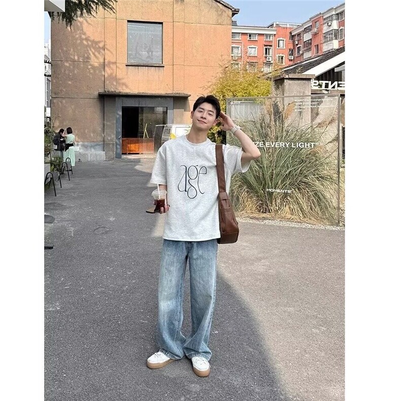 【有货】DBK3056S-批50夏季美式垂感宽松裤子慵懒风松弛感阔腿裤,男装牛仔裤,星座603-2