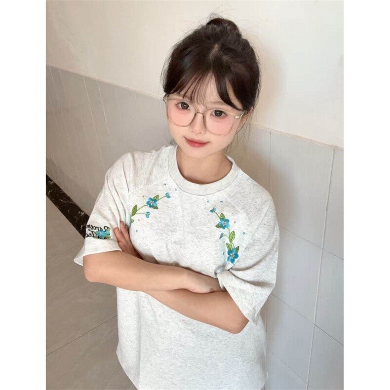 230克刺绣潮T恤男女短袖文艺帅气植物花BT014-P33,男装T恤,星座412-3