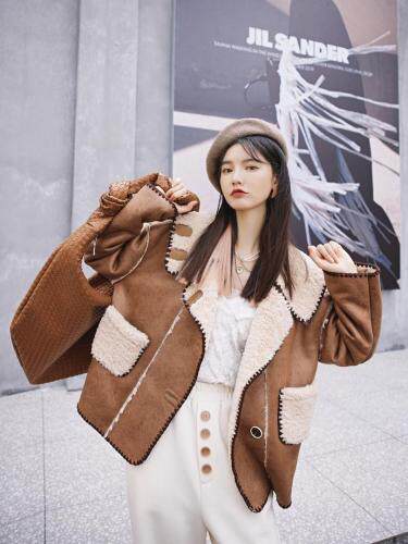 羊羔毛外套，女装，YOUER DENG