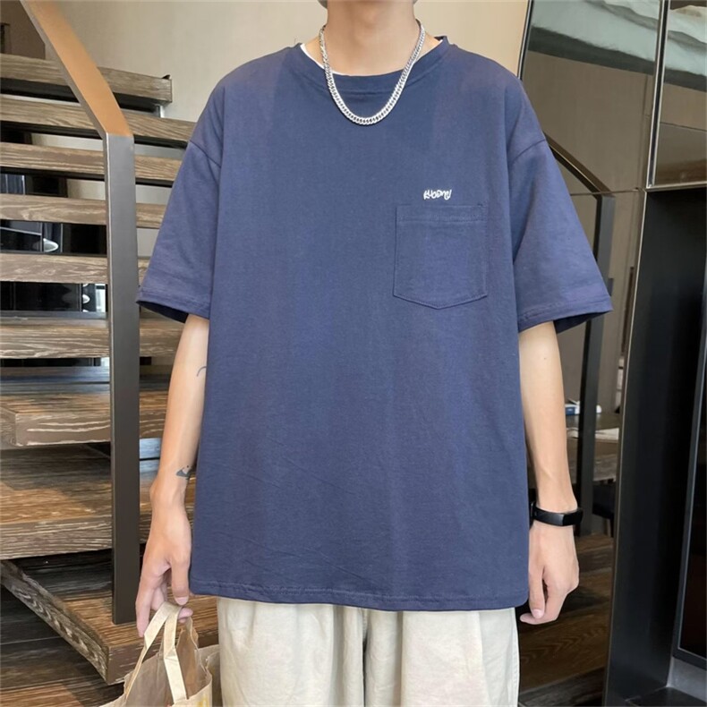 夏季港风半袖ins潮牌设计感五分T恤美式复古T恤短袖男T1284-P26,男装T恤,星座512-2