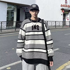 秋冬日系ins潮流百搭宽松外套复古拼色针织衫男士毛衣M781-P48，男装针织衫/毛衣，星座512-2