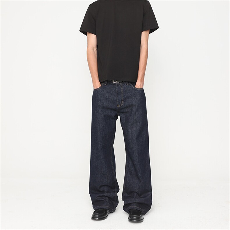深蓝原牛色牛仔裤2021M宽松直筒版型611-DW866-P6088，男装牛仔裤，星座611