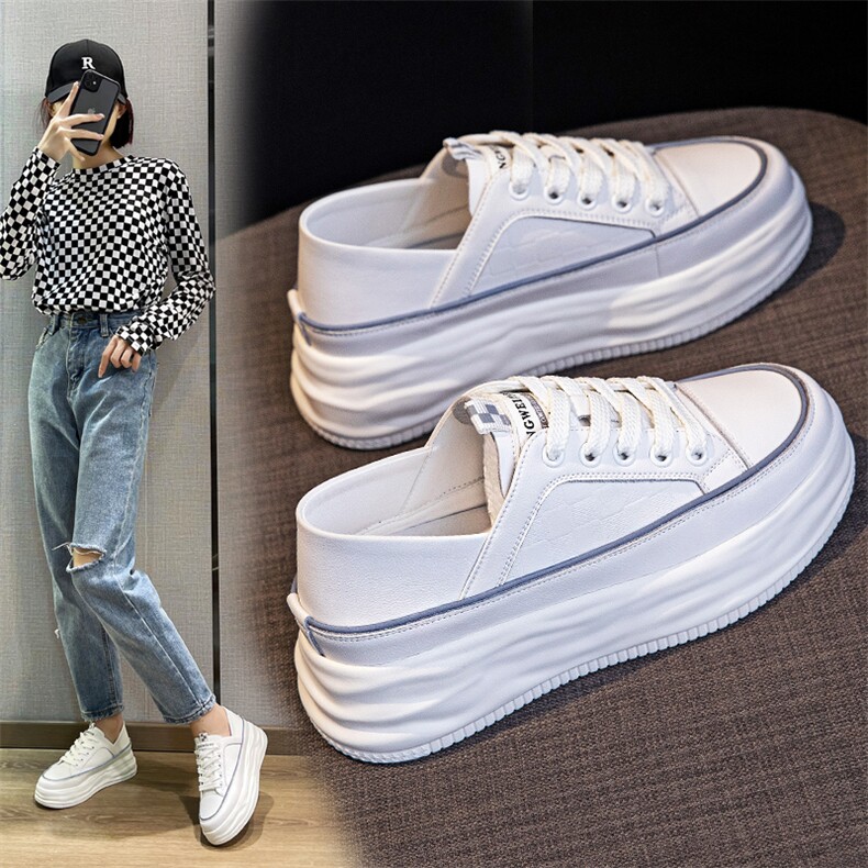 真皮小白鞋女2023年春季新款休闲运动鞋时尚百搭厚底松糕鞋子,女鞋休闲鞋,电商A223