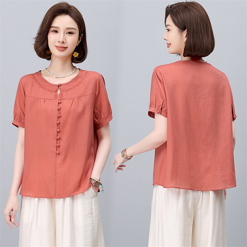 棉麻休闲女夏装2025夏季新款中年妈妈宽松洋气时尚裤子，女装衬衫，阿丹
