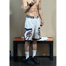 狼头印花篮球短裤男款夏季美式高街小众运动裤跑步健身训练五分裤，男装牛仔裤，星座1116A（原606A-3）