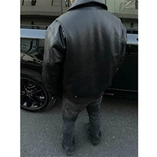 黑色高级感座山雕翻领皮衣夹克男款潮流街头痞帅短款休闲机车外套，男装夹克，星座506A