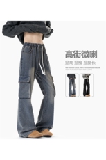 痞帅高街裤子男美式复古秋季新款2025微喇牛仔裤-A2189TP48控78，男装牛仔裤，电商B241