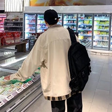 港风复古棒球服男春秋季图案拼接衬衫C81P35，男装衬衫，星座1116-2