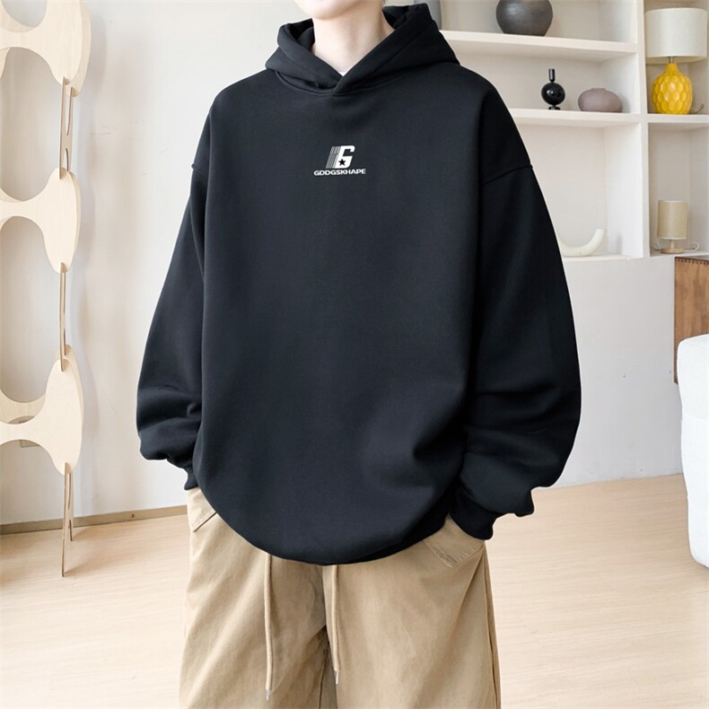 华棉内景秋冬季复古休闲宽松连帽卫衣男潮大码WY00697/P45加绒P55,男装卫衣,电商B316