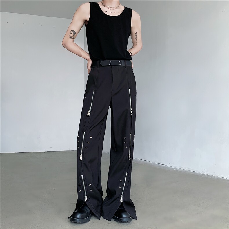 现货！25设计感拉链垂顺拉链西裤kz69-p108图片