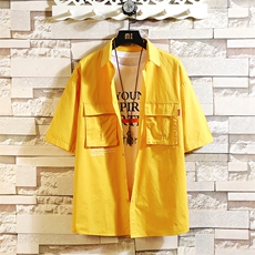 100%棉2021夏装新款印花短袖风衬衫中袖五分袖男款衬衣CS033，男装衬衫，电商D240-242