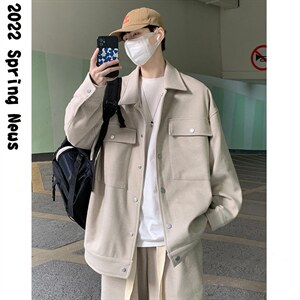 现货款！2025春季新款外套 韩版宽松翻领呢料夹克 JK201P118控138图片