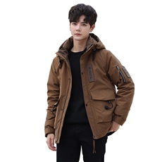 2025男冬季百搭休闲痞帅潮流时尚连帽工装保暖羽绒服YR8086-P220，男装羽绒服，电商A413