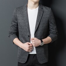 夹克男春秋季商务休闲宽松西服薄款中年男士平驳领外套西装潮，男装西服，电商B212（原钱塘6029）