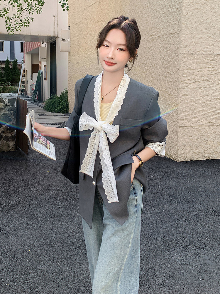现货主推花边西装210-99118-P145-K2182025年秋季,女装西装,韩蜜菓
