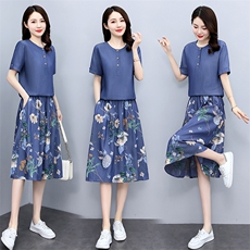 2024夏天丝牛仔套装连衣裙，女装套装/套裙，伊航服饰