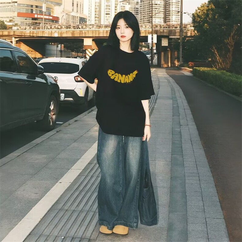 美式复古短袖t恤女夏季2025新款设计感小众宽松显瘦圆领正肩上衣,男装T恤,星座1210-1
