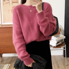 秋冬新款针织套头毛衣女纯色圆领长袖打底羊毛衫，女装羊毛衫，思途羊绒