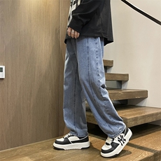 复古美式牛仔裤男春秋宽松坠感直筒裤潮流痞帅百搭长裤N00846-P43，男装牛仔裤，星座308B-1