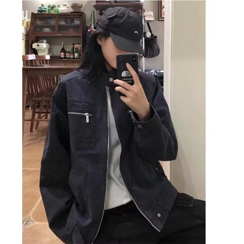 哈灵顿工装立领夹克男春秋季美式复古宽松休闲百搭水洗机车服外套,男装夹克,星座506A