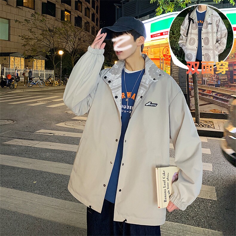 男春季休闲夹克新款潮牌宽松双面穿上衣外套CYJK2120-P75,男装夹克,电商A128
