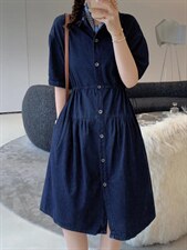 牛仔配丝巾连衣裙，女装连衣裙，肆尔