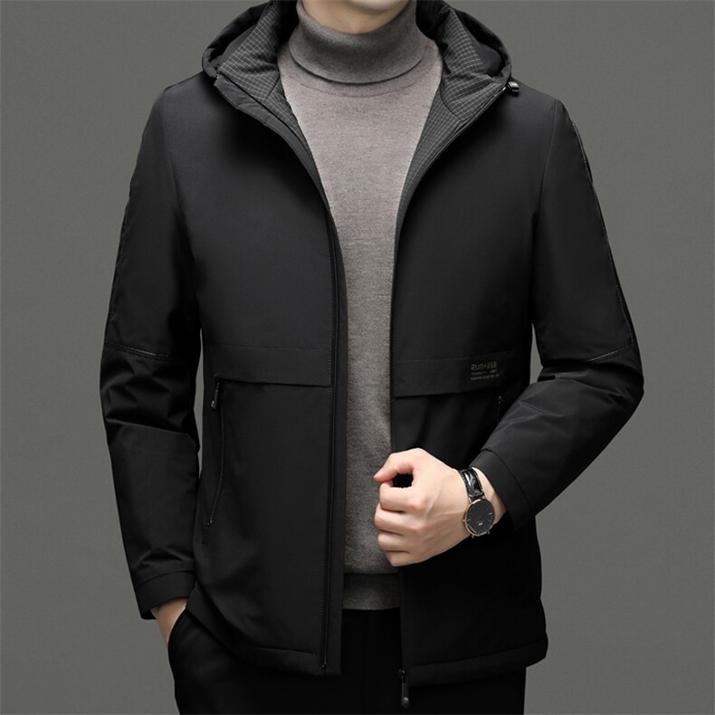 冬季新款中年男士加厚保暖羽绒服冬装中年商务休闲可脱卸帽外套,男装羽绒服,电商B212（原钱塘6029）