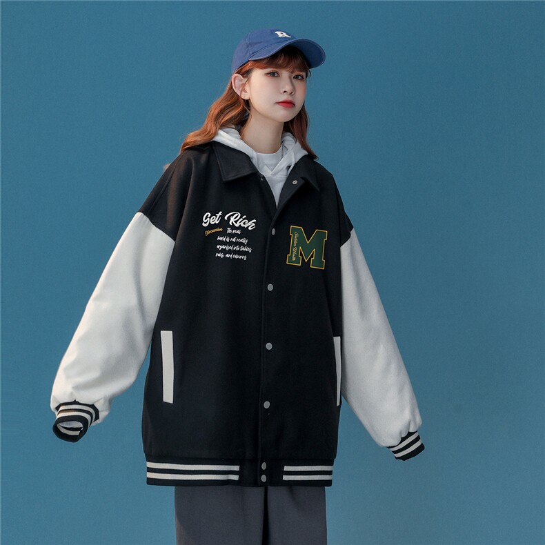 中性风23春季新款港风潮流字母翻领棒球服夹克外套G607P85控108,男装夹克,A247A