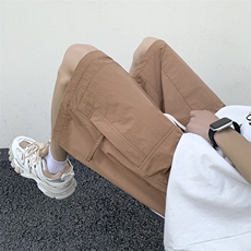 港风纳米皱运动工装休闲裤高街五分裤宽松直通短裤DK201P35，男装休闲裤，星座1204-3