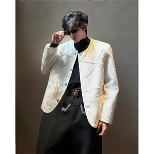 现货 25秋冬男士毛呢小香风珍珠夜店毛呢外套XXF37-P148图片