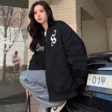 D324-P90纯色刺绣上衣棒球服宽松外套学院风拼接春季潮，女装短外套，星座911