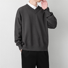 1506A/GM030/P50套头大码纯色男士V领打底针织1，男装T恤，星座1506A
