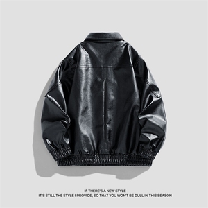 XZ-221/JK2577/P95美式潮牌痞帅机车服翻领PU皮衣夹克外套图片