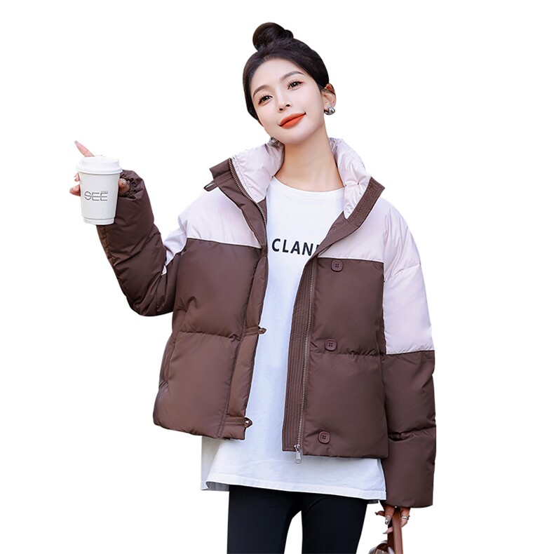 冬装新款时尚休闲拼色加厚短款羽绒服新标90白鸭绒,女装羽绒服,姿衣坊