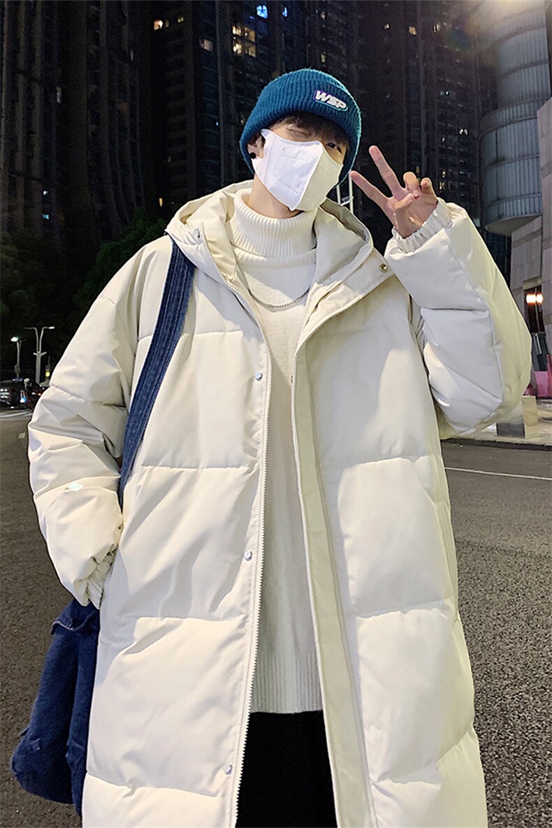 港风夜景长款连帽羽绒服标50白鸭绒YR150特批P195控298,男装羽绒服,电商A247
