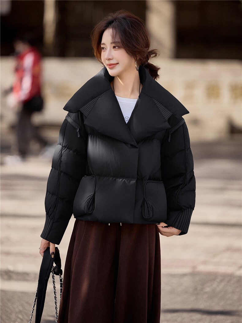 水衣源2319款短款大翻领加厚时尚羽绒服冬季保暖外套女,女装羽绒服,水衣源