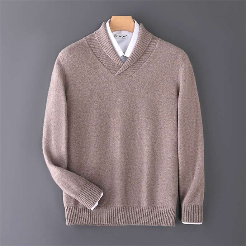 2025百搭时尚简约镜面青果领羊毛衫，男装羊毛衫，牧圣羊绒