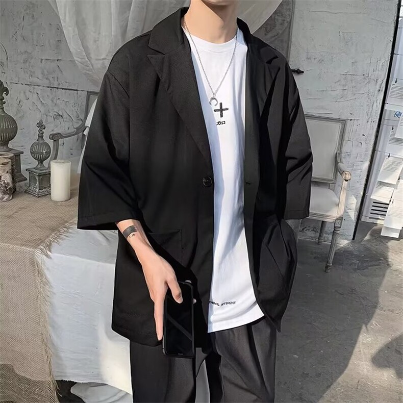 短袖西装外套男士韩版潮流夏季宽松百搭2024新款ins西服W5822-P36，男装西服，星座412-2