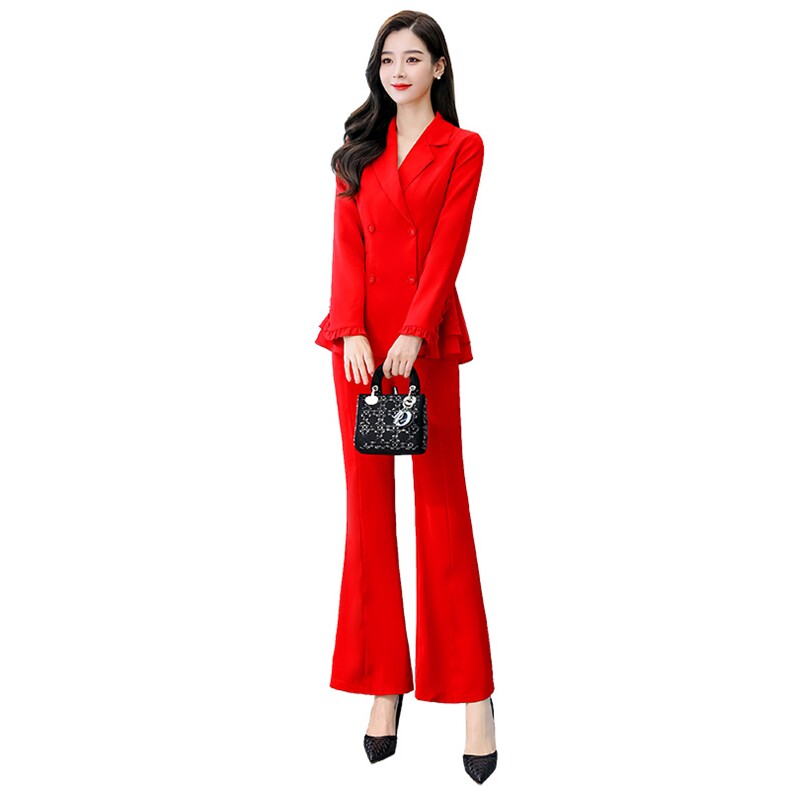 2025春季时尚百搭新款两件套通勤气质干练V领纯色简约大气女,女装套装/套裙,天丽