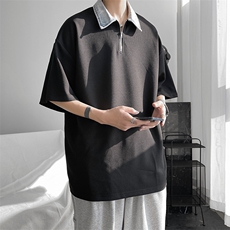 夏款男休闲卫衣牛仔领拼接POLO衫短袖T恤外套A071-T15-P45，男装T恤，电商A071